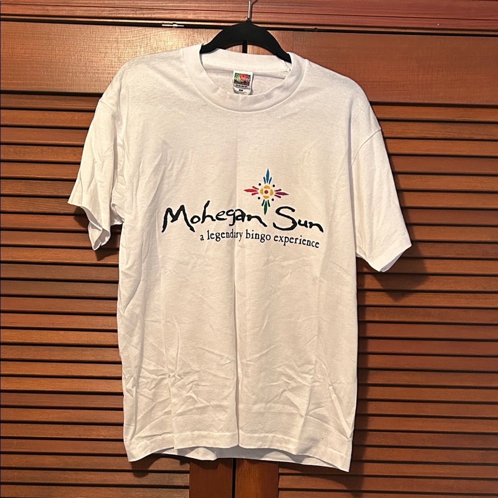 NWOT Vintage Mohegan Sun Casino Bingo Opening Weekend White T Shirt L 1996
